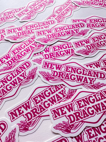 New England Dragway Logo Decal - Pink
