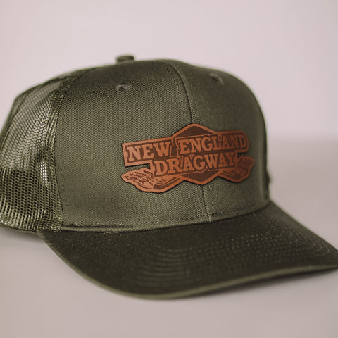 Trucker Hat - Olive Green with Leather Patch